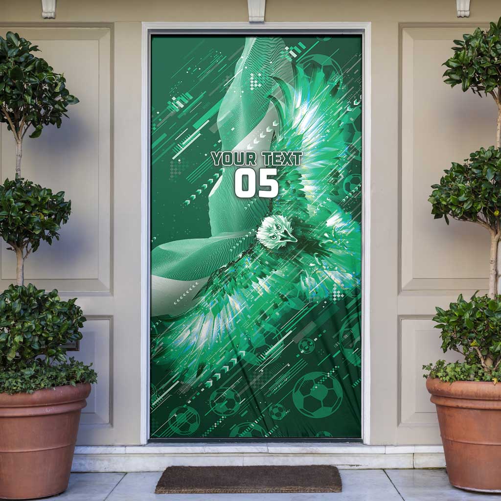 Custom Saudi Arabia Football Door Cover Eagle With Desert Glitch Cyberpunk Art