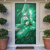 Custom Saudi Arabia Football Door Cover Eagle With Desert Glitch Cyberpunk Art