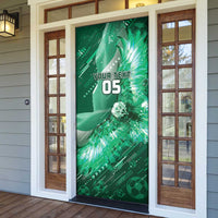 Custom Saudi Arabia Football Door Cover Eagle With Desert Glitch Cyberpunk Art