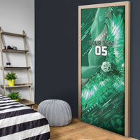 Custom Saudi Arabia Football Door Cover Eagle With Desert Glitch Cyberpunk Art