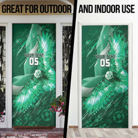 Custom Saudi Arabia Football Door Cover Eagle With Desert Glitch Cyberpunk Art