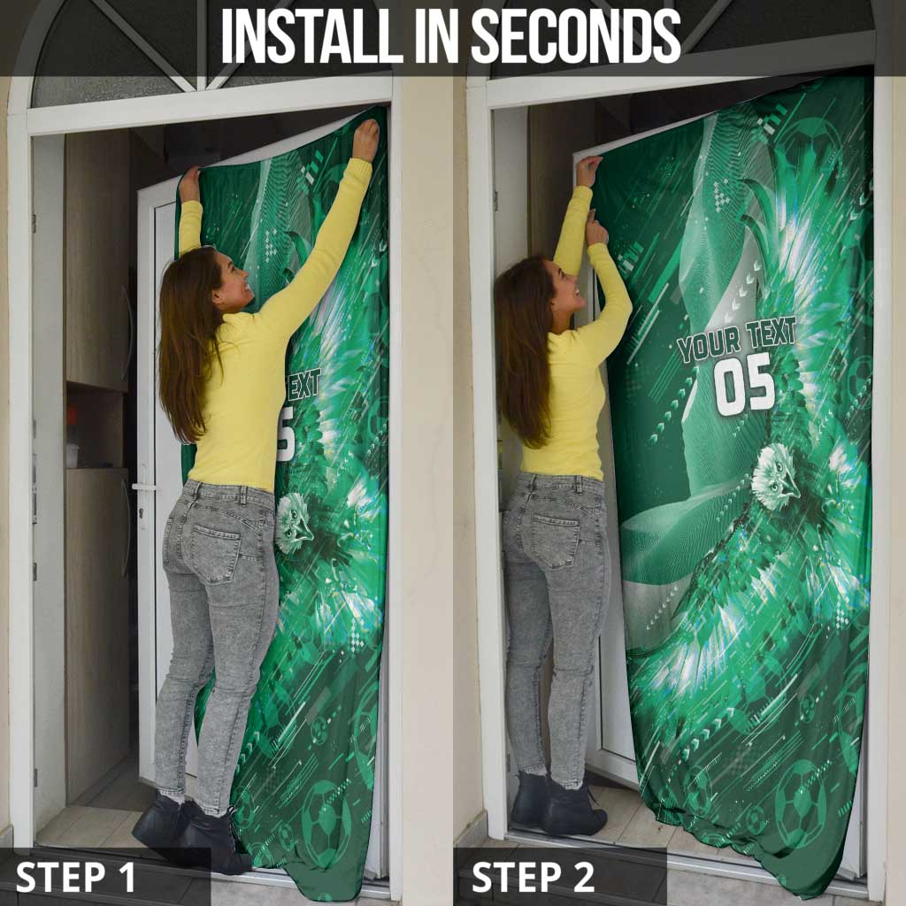 Custom Saudi Arabia Football Door Cover Eagle With Desert Glitch Cyberpunk Art