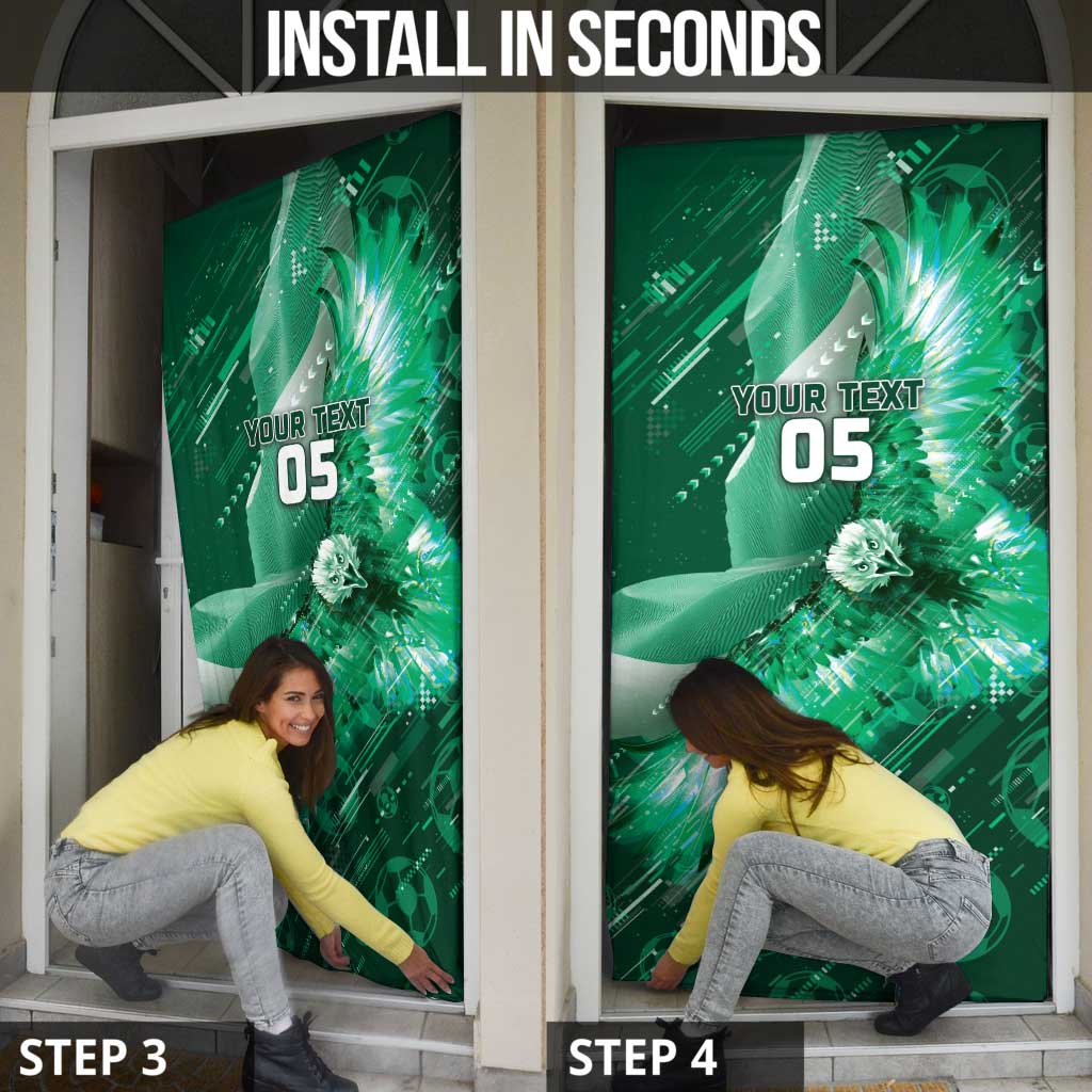 Custom Saudi Arabia Football Door Cover Eagle With Desert Glitch Cyberpunk Art