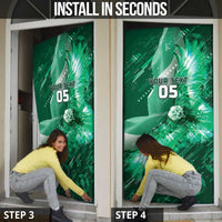 Custom Saudi Arabia Football Door Cover Eagle With Desert Glitch Cyberpunk Art
