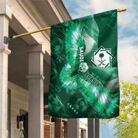 Saudi Arabia Football Garden Flag Eagle With Desert Glitch Cyberpunk Art