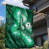 Saudi Arabia Football Garden Flag Eagle With Desert Glitch Cyberpunk Art