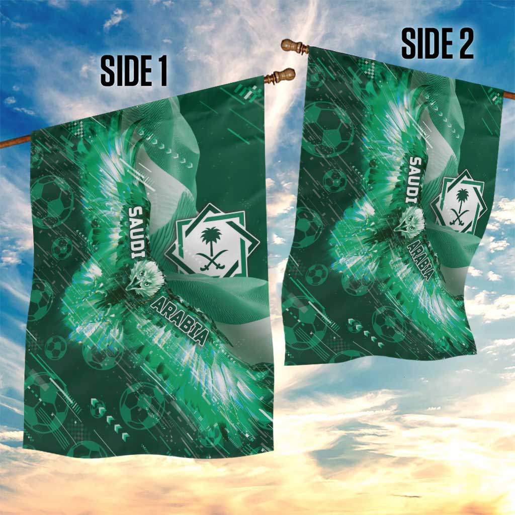 Saudi Arabia Football Garden Flag Eagle With Desert Glitch Cyberpunk Art