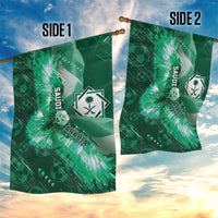 Saudi Arabia Football Garden Flag Eagle With Desert Glitch Cyberpunk Art