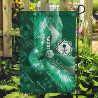 Saudi Arabia Football Garden Flag Eagle With Desert Glitch Cyberpunk Art