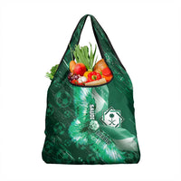 Saudi Arabia Football Grocery Bag Eagle With Desert Glitch Cyberpunk Art