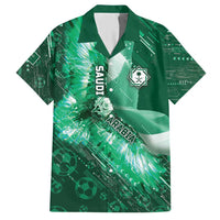 Custom Saudi Arabia Football Hawaiian Shirt Eagle With Desert Glitch Cyberpunk Art