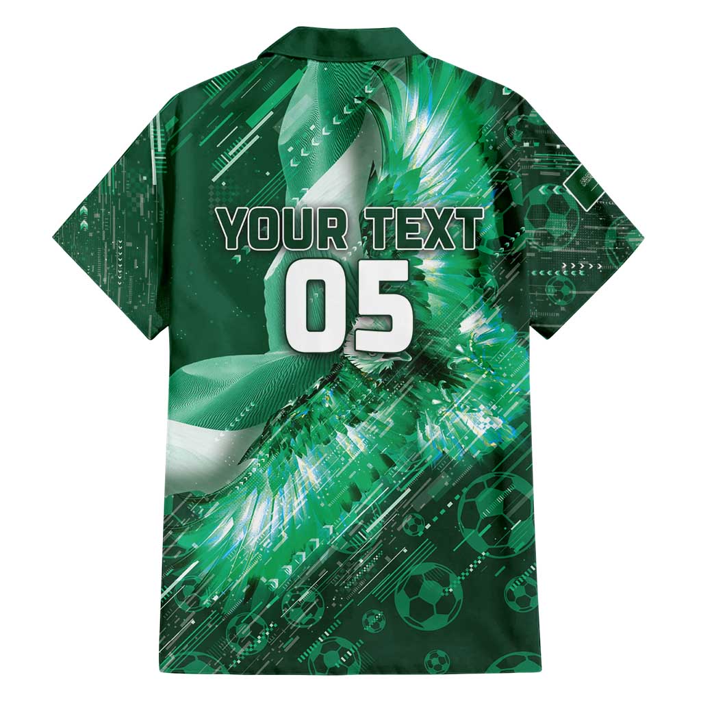 Custom Saudi Arabia Football Hawaiian Shirt Eagle With Desert Glitch Cyberpunk Art