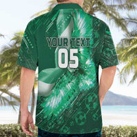Custom Saudi Arabia Football Hawaiian Shirt Eagle With Desert Glitch Cyberpunk Art