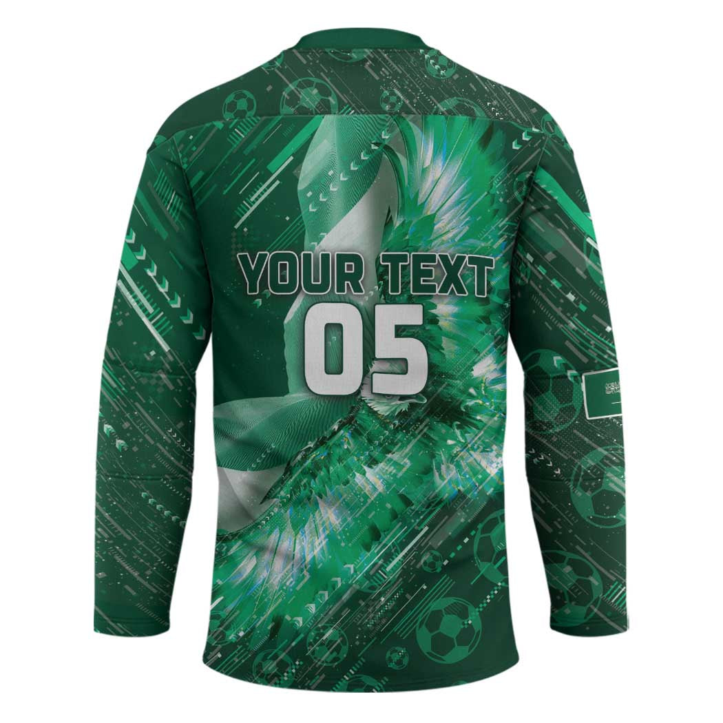 Custom Saudi Arabia Football Hockey Jersey Eagle With Desert Glitch Cyberpunk Art