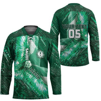 Custom Saudi Arabia Football Hockey Jersey Eagle With Desert Glitch Cyberpunk Art