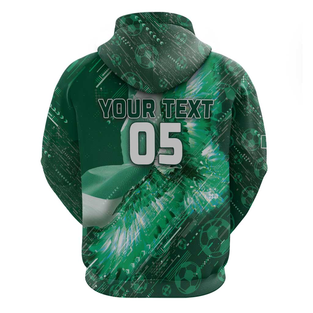 Custom Saudi Arabia Football Hoodie Eagle With Desert Glitch Cyberpunk Art
