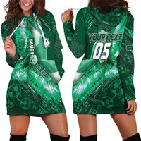 Custom Saudi Arabia Football Hoodie Dress Eagle With Desert Glitch Cyberpunk Art