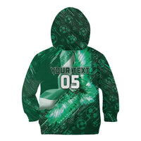 Custom Saudi Arabia Football Kid Hoodie Eagle With Desert Glitch Cyberpunk Art
