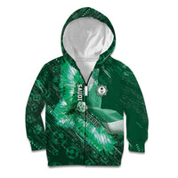 Custom Saudi Arabia Football Kid Hoodie Eagle With Desert Glitch Cyberpunk Art
