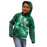 Custom Saudi Arabia Football Kid Hoodie Eagle With Desert Glitch Cyberpunk Art
