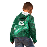 Custom Saudi Arabia Football Kid Hoodie Eagle With Desert Glitch Cyberpunk Art