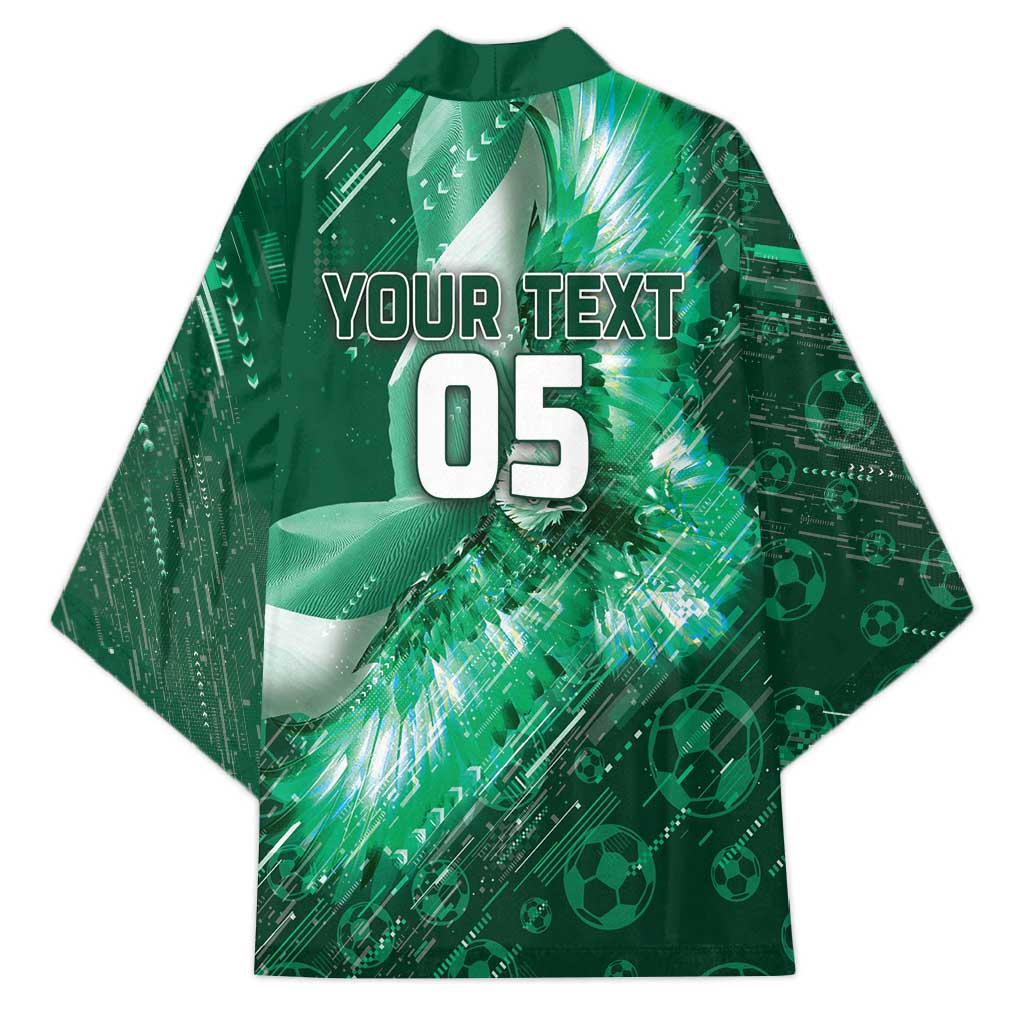 Custom Saudi Arabia Football Kimono Eagle With Desert Glitch Cyberpunk Art