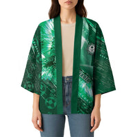 Custom Saudi Arabia Football Kimono Eagle With Desert Glitch Cyberpunk Art