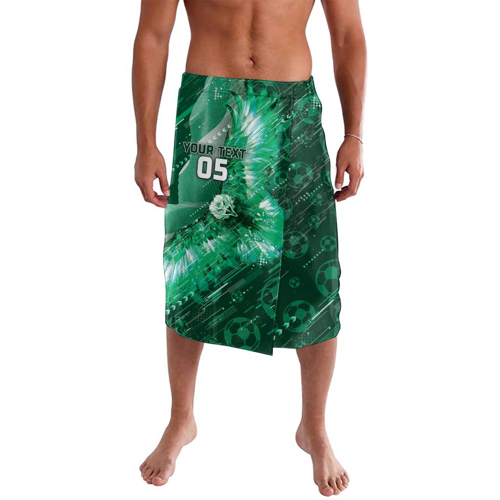 Custom Saudi Arabia Football Lavalava Eagle With Desert Glitch Cyberpunk Art