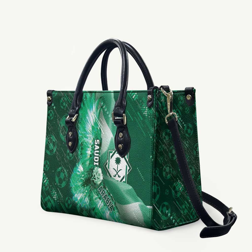 Saudi Arabia Football Leather Bag Eagle With Desert Glitch Cyberpunk Art