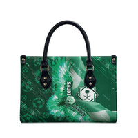 Saudi Arabia Football Leather Bag Eagle With Desert Glitch Cyberpunk Art