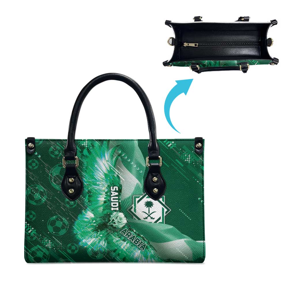 Saudi Arabia Football Leather Bag Eagle With Desert Glitch Cyberpunk Art