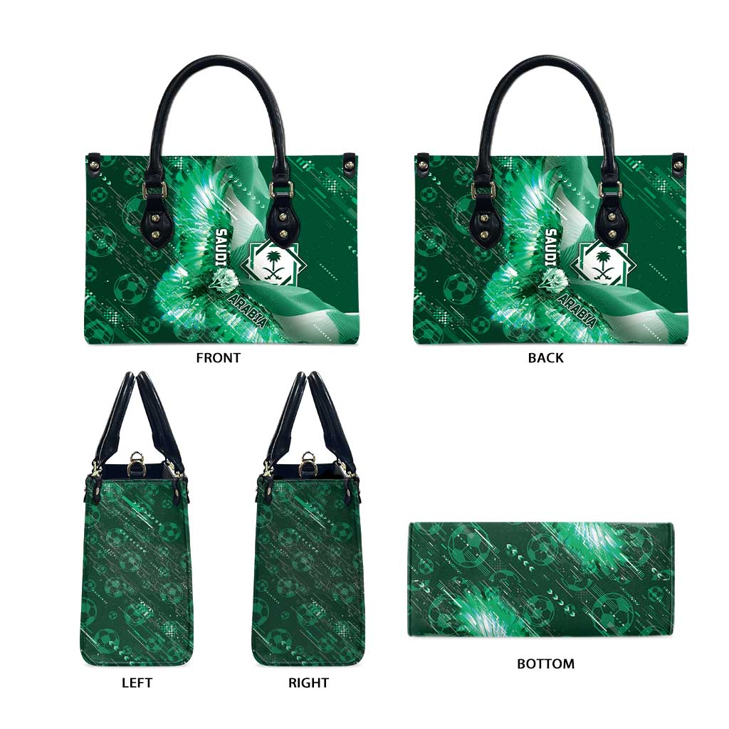 Saudi Arabia Football Leather Bag Eagle With Desert Glitch Cyberpunk Art