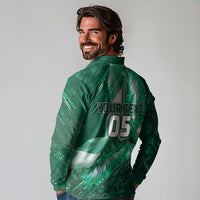 Custom Saudi Arabia Football Long Sleeve Polo Shirt Eagle With Desert Glitch Cyberpunk Art