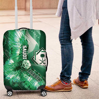 Saudi Arabia Football Luggage Cover Eagle With Desert Glitch Cyberpunk Art
