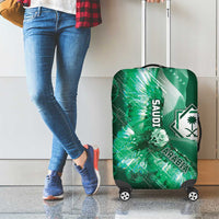 Saudi Arabia Football Luggage Cover Eagle With Desert Glitch Cyberpunk Art