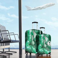 Saudi Arabia Football Luggage Cover Eagle With Desert Glitch Cyberpunk Art