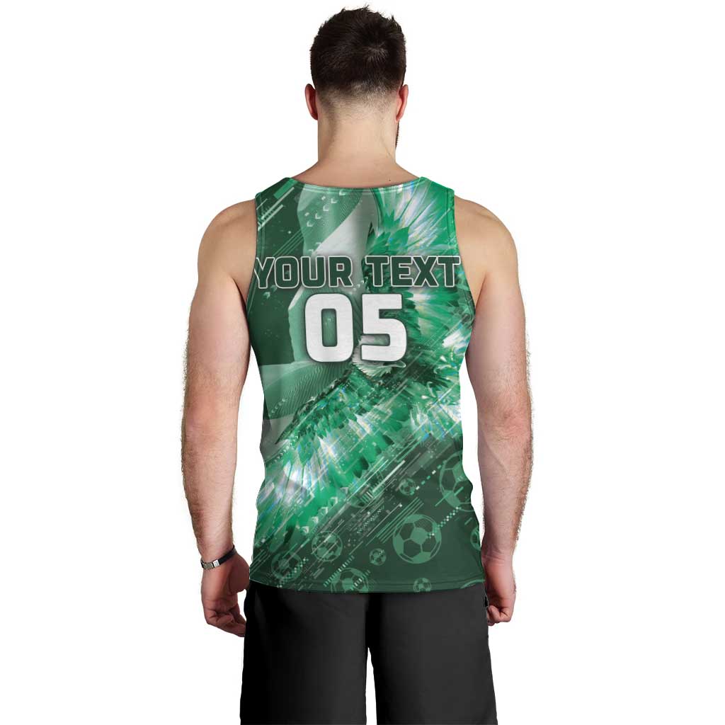 Custom Saudi Arabia Football Men Tank Top Eagle With Desert Glitch Cyberpunk Art
