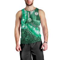 Custom Saudi Arabia Football Men Tank Top Eagle With Desert Glitch Cyberpunk Art