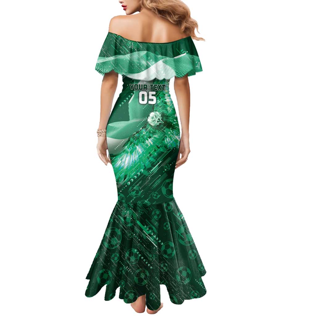 Custom Saudi Arabia Football Mermaid Dress Eagle With Desert Glitch Cyberpunk Art