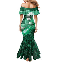 Custom Saudi Arabia Football Mermaid Dress Eagle With Desert Glitch Cyberpunk Art