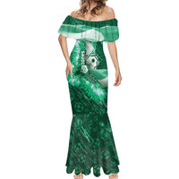 Custom Saudi Arabia Football Mermaid Dress Eagle With Desert Glitch Cyberpunk Art