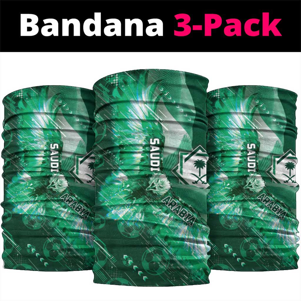 Saudi Arabia Football Neck Gaiter Eagle With Desert Glitch Cyberpunk Art
