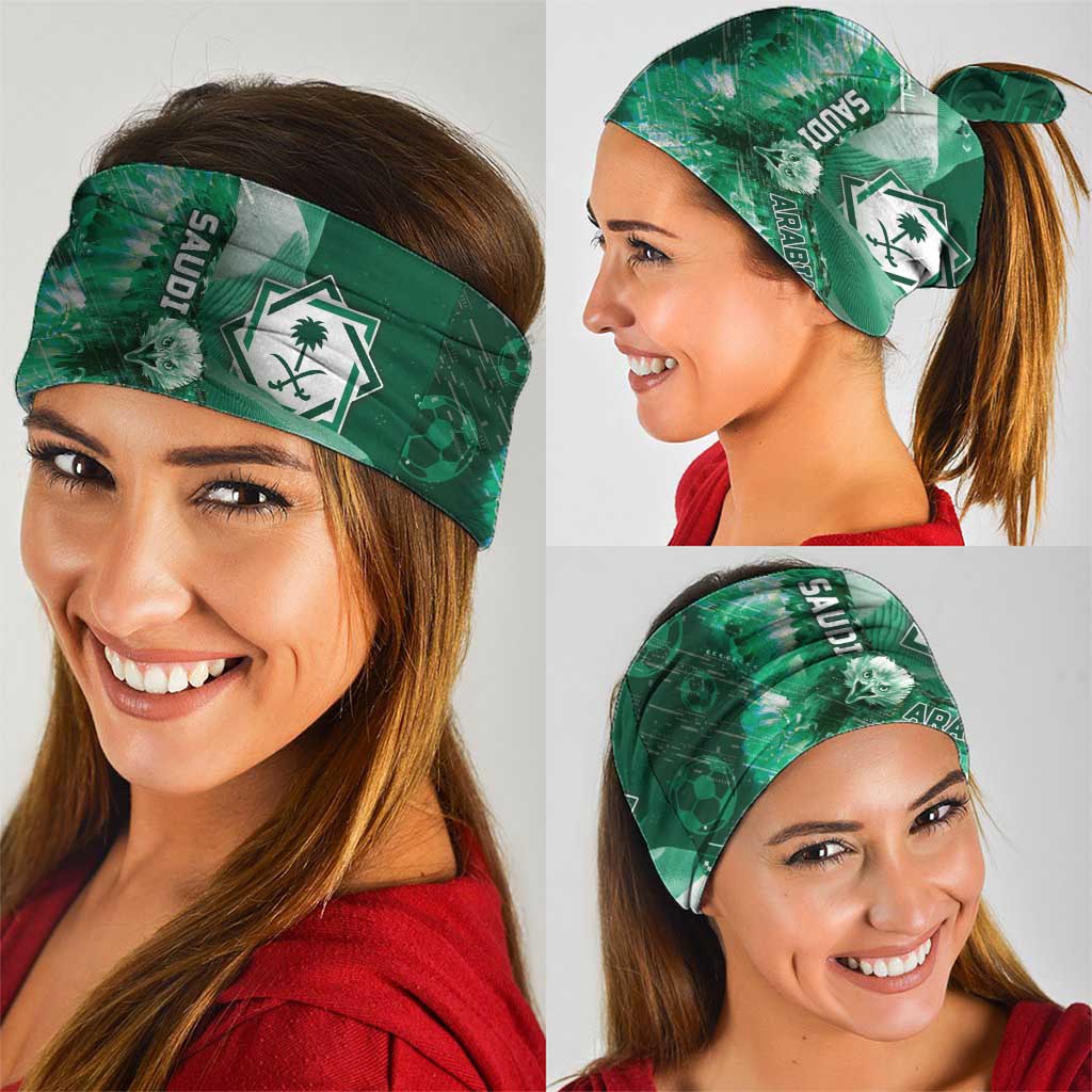 Saudi Arabia Football Neck Gaiter Eagle With Desert Glitch Cyberpunk Art