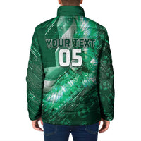 Custom Saudi Arabia Football Padded Jacket Eagle With Desert Glitch Cyberpunk Art