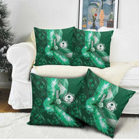 Saudi Arabia Football Pillow Cover Eagle With Desert Glitch Cyberpunk Art