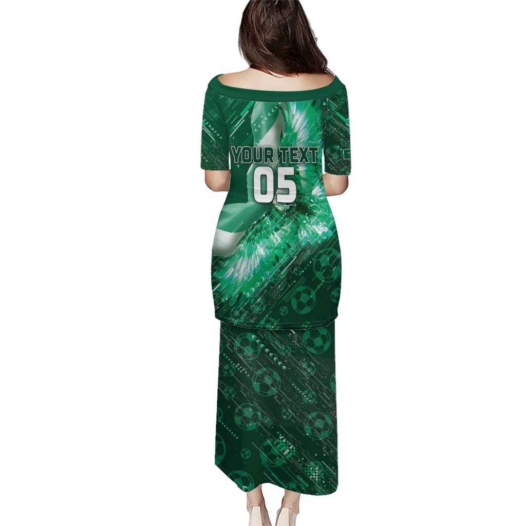 Custom Saudi Arabia Football Puletasi Eagle With Desert Glitch Cyberpunk Art