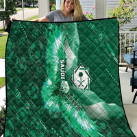 Saudi Arabia Football Quilt Eagle With Desert Glitch Cyberpunk Art