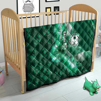 Saudi Arabia Football Quilt Eagle With Desert Glitch Cyberpunk Art