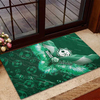 Saudi Arabia Football Rubber Doormat Eagle With Desert Glitch Cyberpunk Art