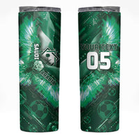 Custom Saudi Arabia Football Skinny Tumbler Eagle With Desert Glitch Cyberpunk Art